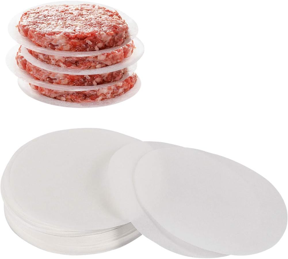 Hamburguesa Patty Paper Ronda para Burger Press | 4.5 y 5.5 y 6 en | 200pcs | Patty separado y horneado de pastel
