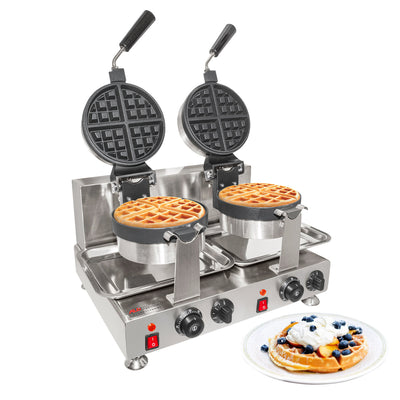 Belgian Waffle Maker Thick | Waffle Iron with 360° Rotating Mechanism | Round-Shaped | Stainless Steel